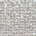 Innocence 25mm square iridescent silver mosaic tile with subtle pearlescent sheen and delicate organic patterns