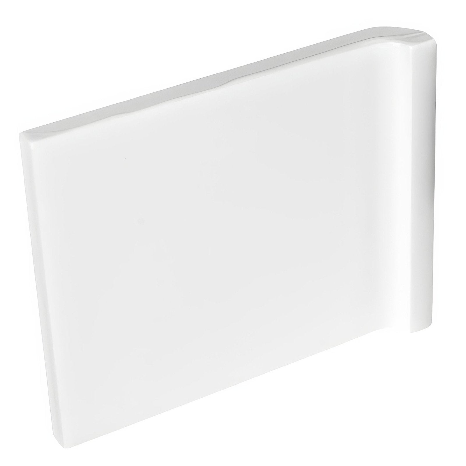 Internal wrapping piece brilliant white white rectangular ceramic tile with rounded edges and glossy finish