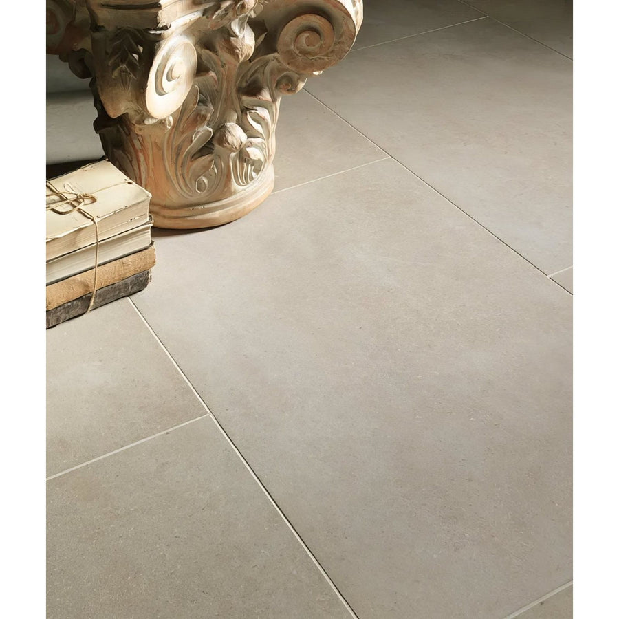 Isle porcelain sabbia 60 x 90cm gray matte-finish ceramic floor tiles with subtle texture and clean grout lines