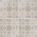 Istria Ravni patterned tile with gray and off-white geometric ceramic floor tiles and subtle distressed finish