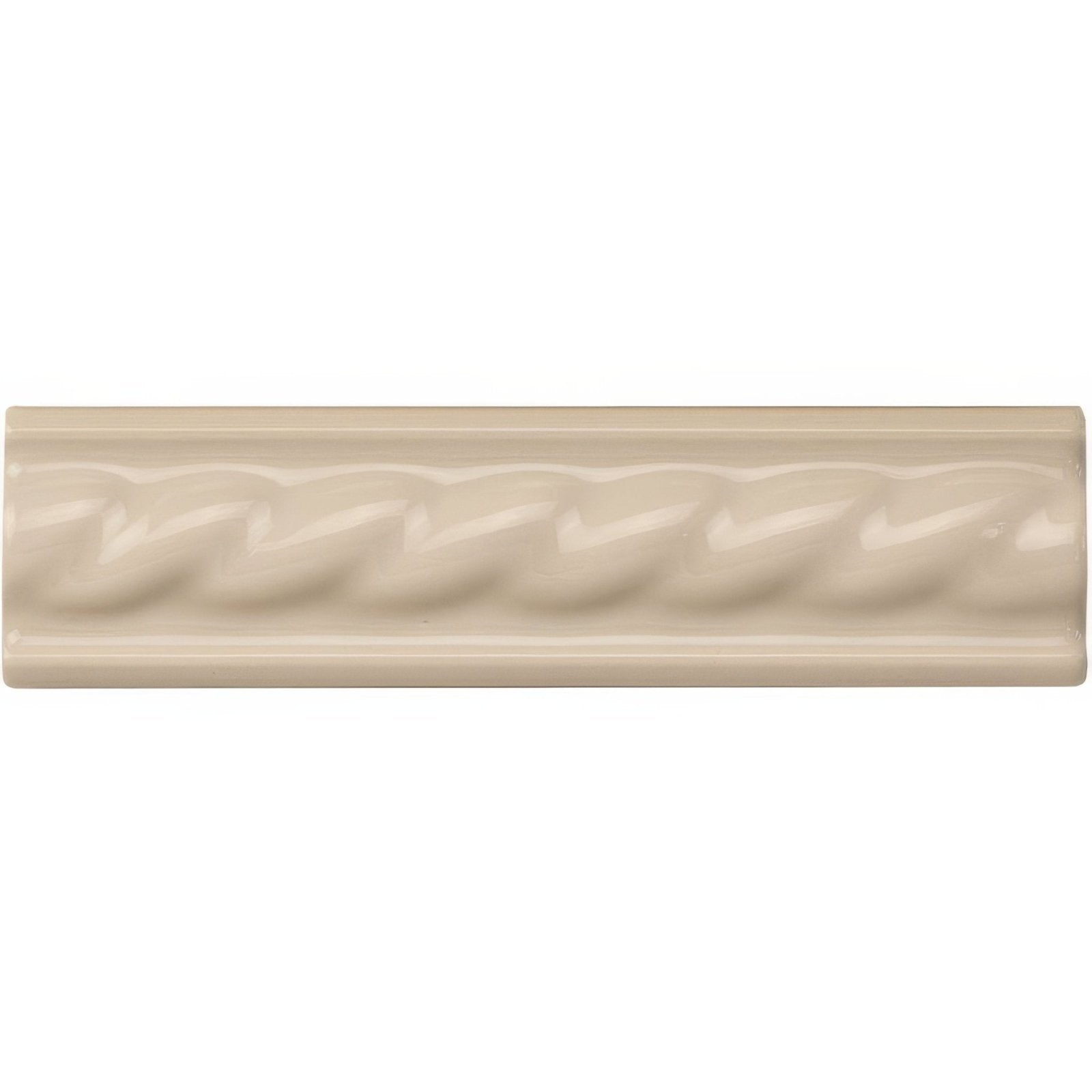 Ivory rope moulding cream-colored ceramic tile with twisted rope design ideal for decorative wall accents