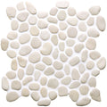 Ivory Samoa pebble mosaics featuring white smooth rounded stones arranged in a natural pattern for decorative tile use