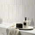 Ixworth Bone Bar Tile cream ceramic bar tile with horizontal grooves