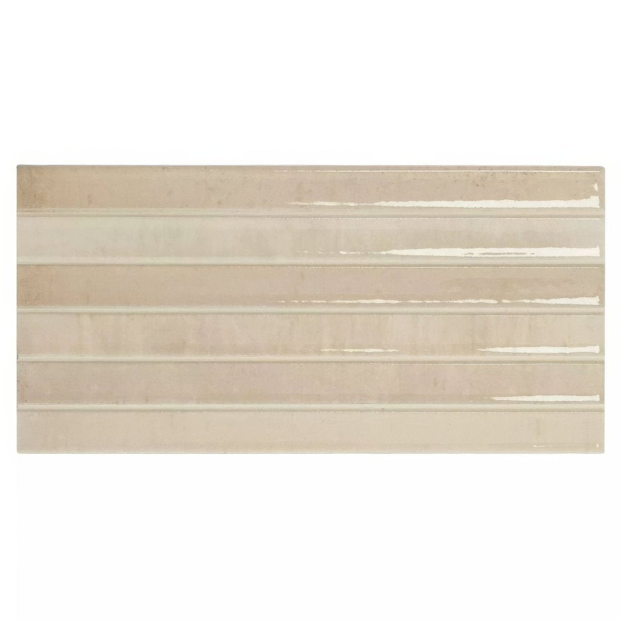 Beige ceramic ixworth ivory bar tile with horizontal glossy stripes for stylish wall and backsplash use