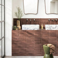 Ixworth Mulberry Bar Tile brown ceramic bar tiles on a wall