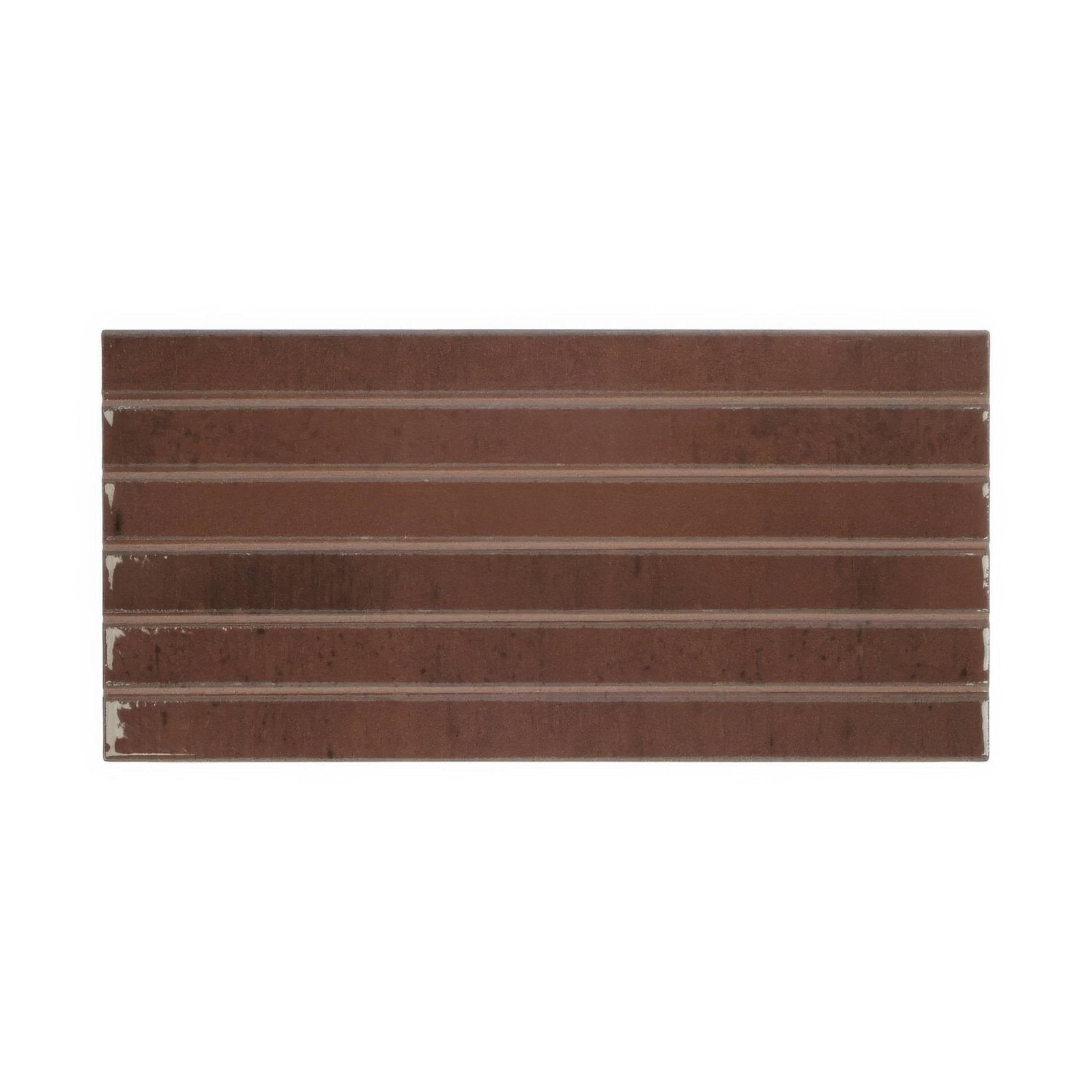 Ixworth mulberry bar tile brown ceramic tile with horizontal ridges and glossy finish for wall or bar use