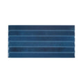 Deep blue ixworth navy bar tile with glossy finish and horizontal ridges ideal for wall decoration