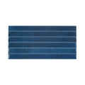 Deep blue ixworth navy bar tile rectangular ceramic tile with glossy finish and subtle horizontal ridges