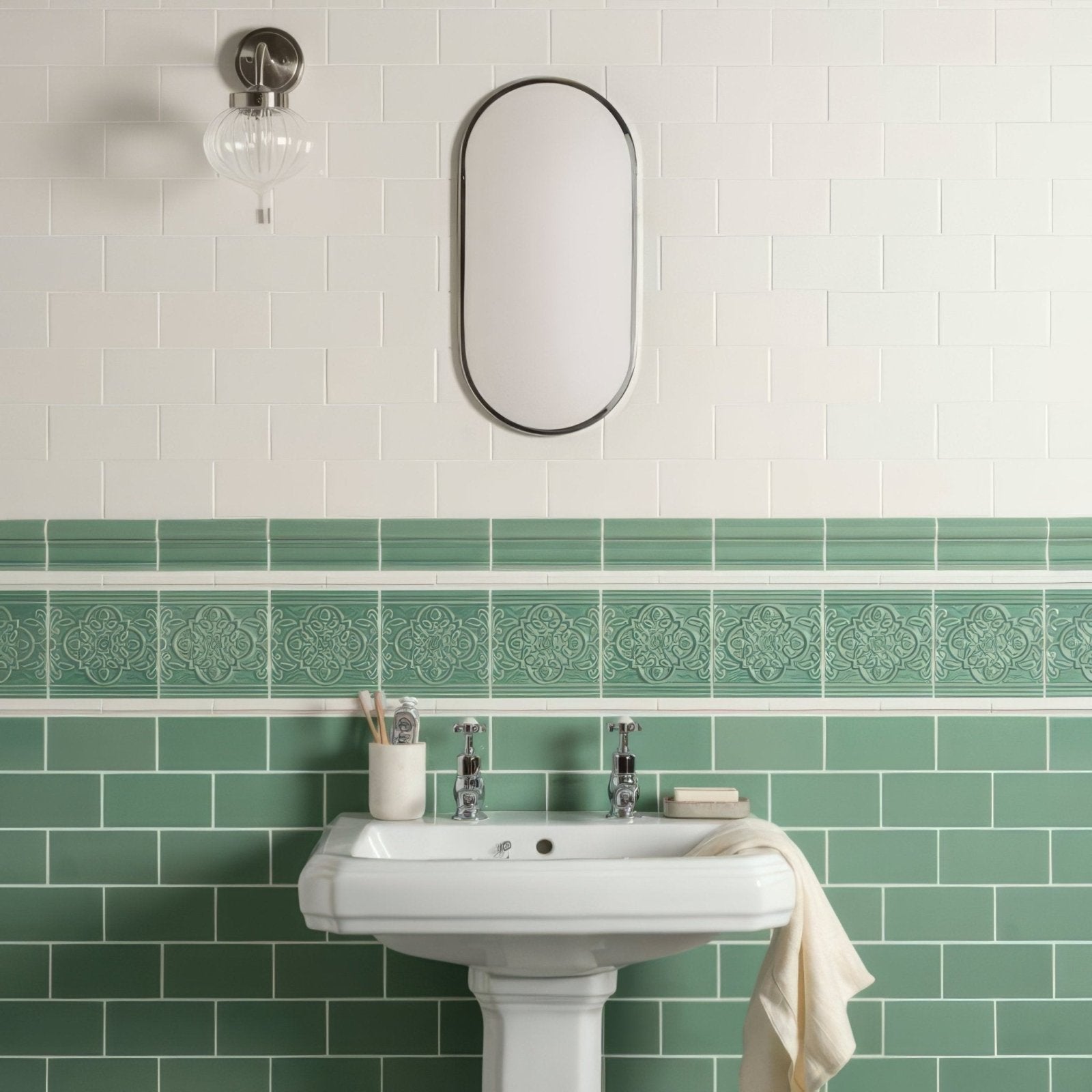 Jade Breeze Half Tile Green Wall Ceramics Hyperion