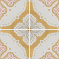White gold and soft pink ornate ceramic Jaipur Akola patterned tile featuring a symmetrical floral design
