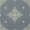 Jaipur Bagh patterned tile in gray ceramic with a symmetrical ornate sage green and white design