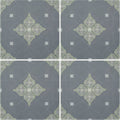 Gray ceramic floor tile with subtle light green and white ornamental diamond pattern jaipur bagh patterned tile