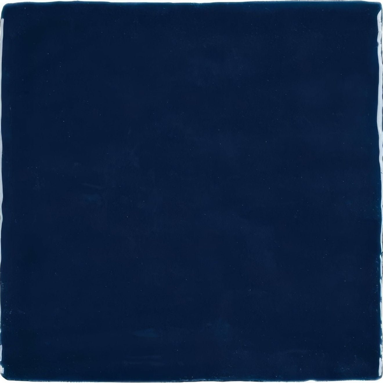 Jaipur carbon square glazed tile with deep navy blue ceramic glaze and handcrafted uneven edges