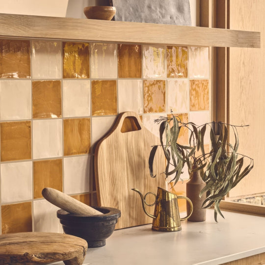Jaipur Old Ochre Square Glazed Tile - alternate view