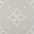 Beige ceramic Jaipur Sagar patterned floor tile with white ornate quatrefoil and decorative motifs design