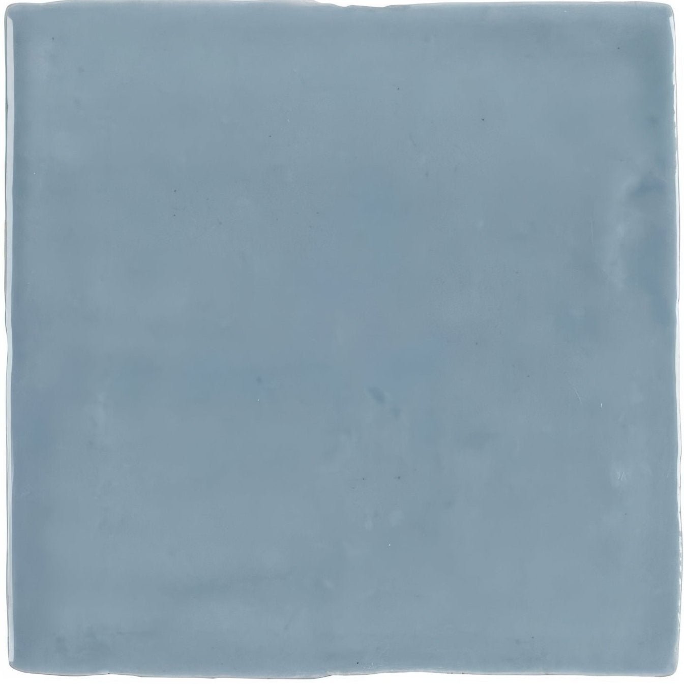 Jaipur storm square glazed tile in soft muted blue matte ceramic with a smooth finish