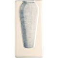A sleek silver-toned ceramic jar with brushed metallic finish and subtle vertical striations on off white background