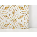 A jasmine golden promise decorative wall panel with intricate white and gold mother-of-pearl floral inlays