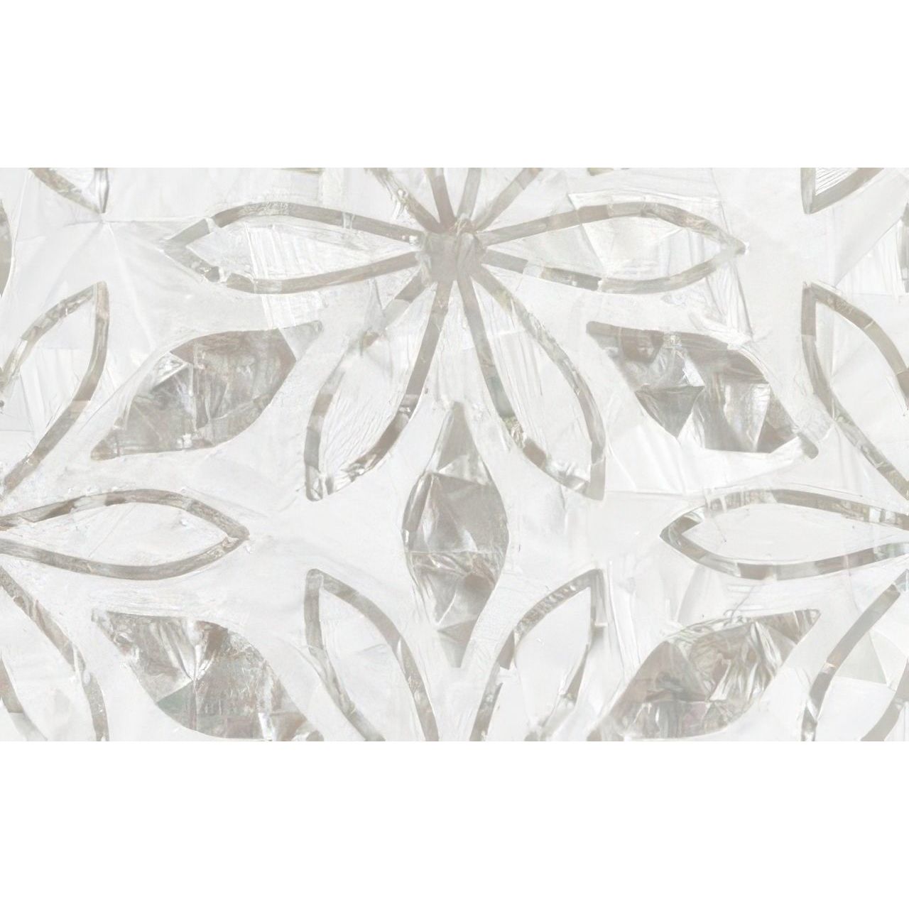 White decorative panel jasmine innocence with delicate translucent floral pattern featuring cut-out leaf and petal shapes