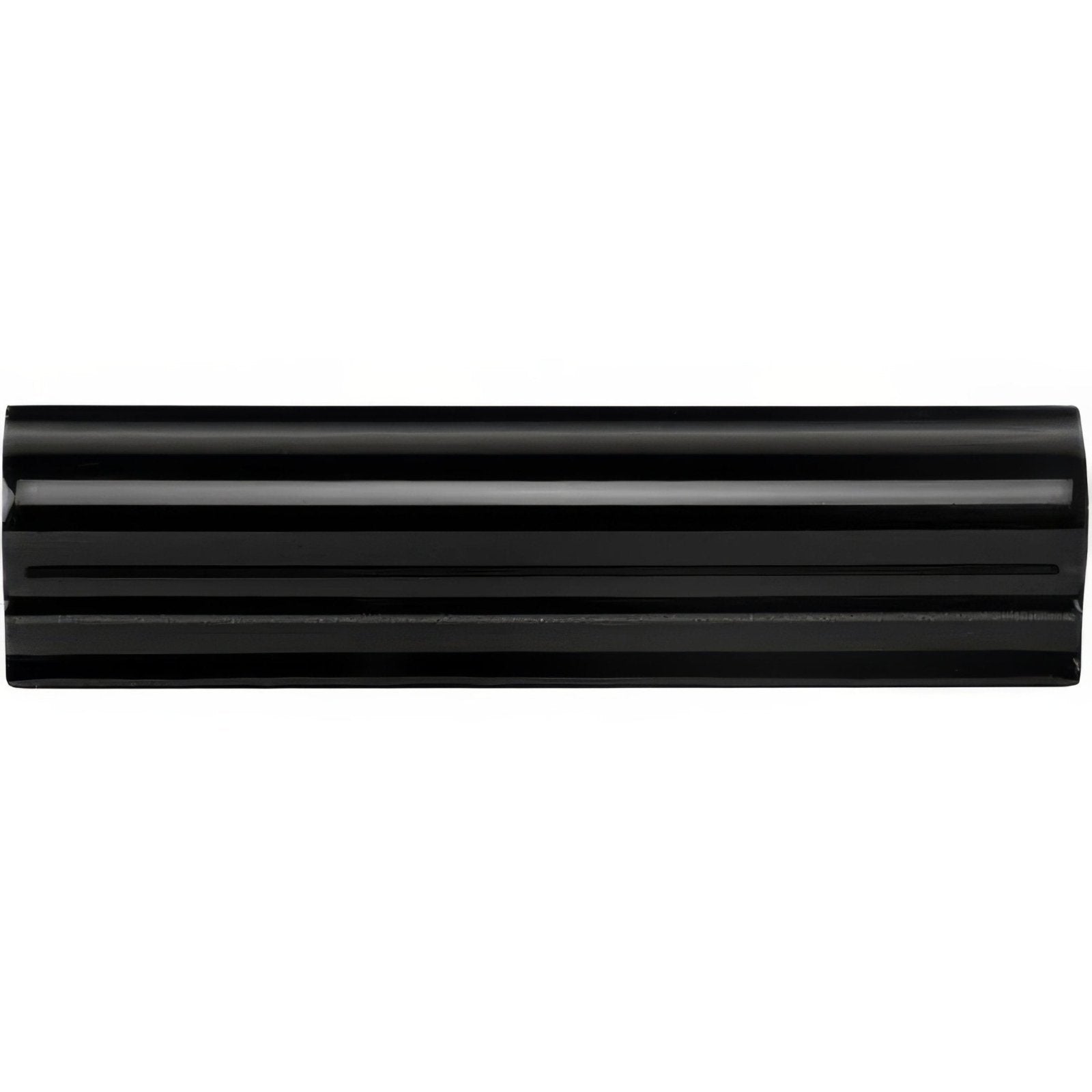 Jet black albert moulding black glossy ceramic tile with sleek ribbed design for modern wall and floor decor