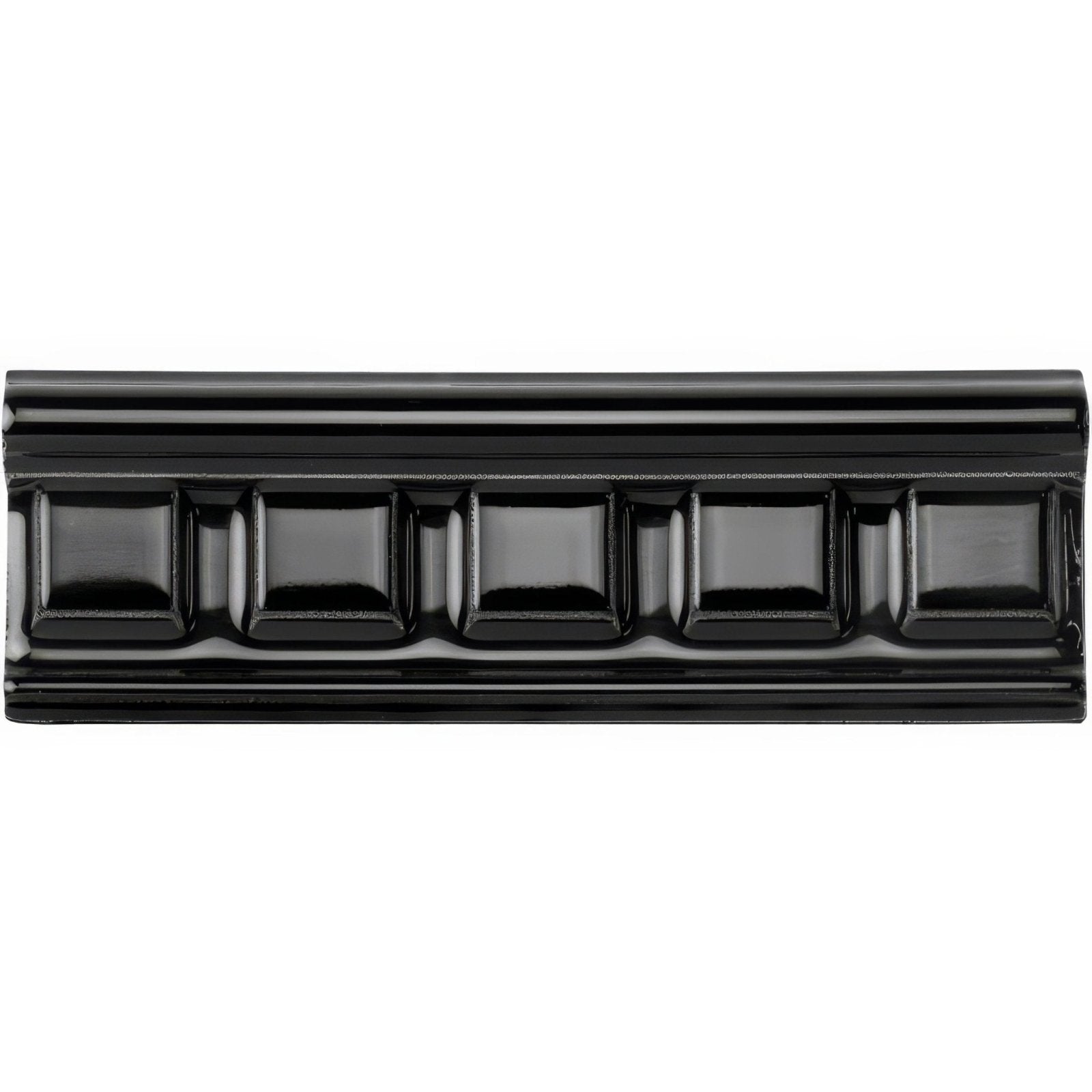 Jet black dentil moulding black glossy ceramic baseboard molding with classic rectangular design for interior walls