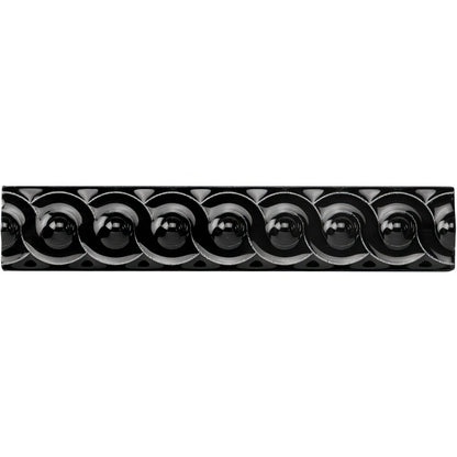 Jet Black Scroll Moulding Ceramic Wall Tile 152x29mm