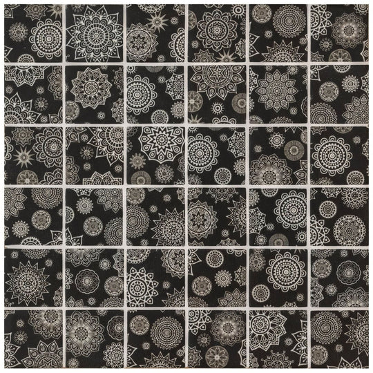 Kaleidoscope Black and White Recycled Glass