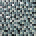 Kandahar earth and fire mixed mosaics panel with teal black and iridescent abalone mosaic tiles with metallic accents