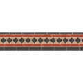 Keats black red and buff terracotta and charcoal diamond patterned mosaic tile border in warm earthy tones