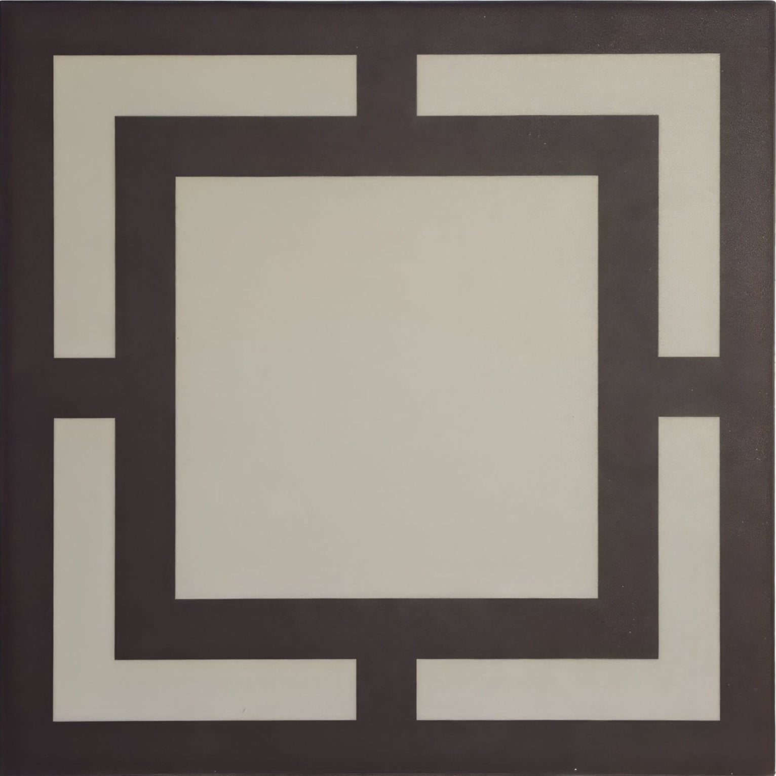Kelly hoppen signature beige and black geometric painting with bold symmetrical square design and thick lines