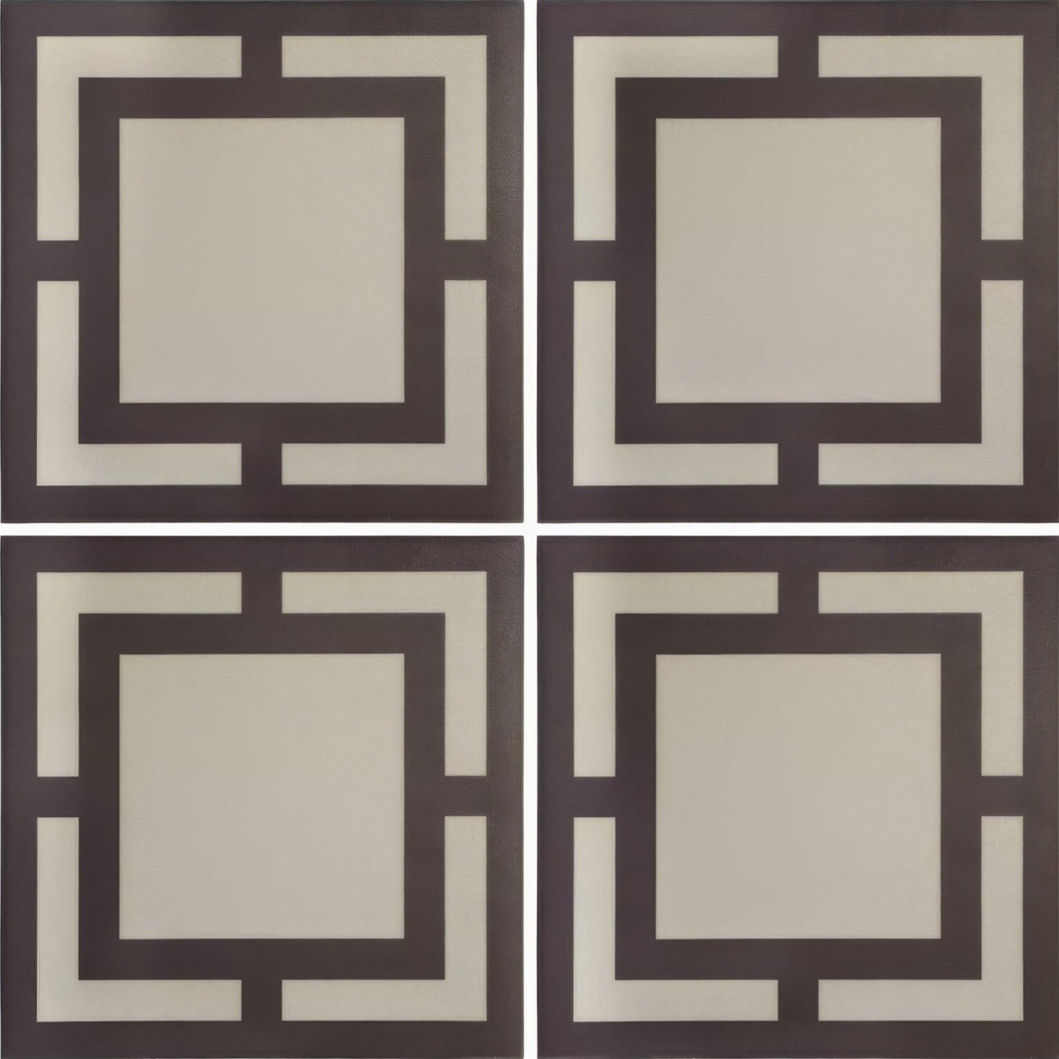 Black and off-white geometric patterned ceramic tiles from kelly hoppen signature beige and black collection