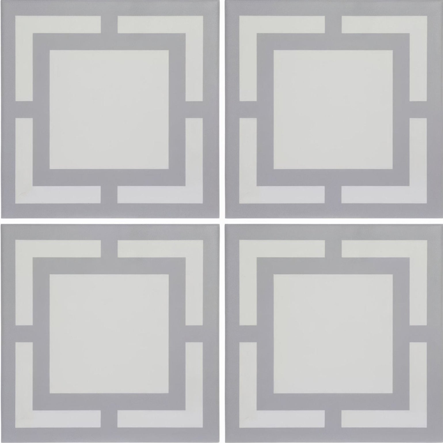 Gray and white geometric patterned square tiles from kelly hoppen signature grey and white collection for interior decor
