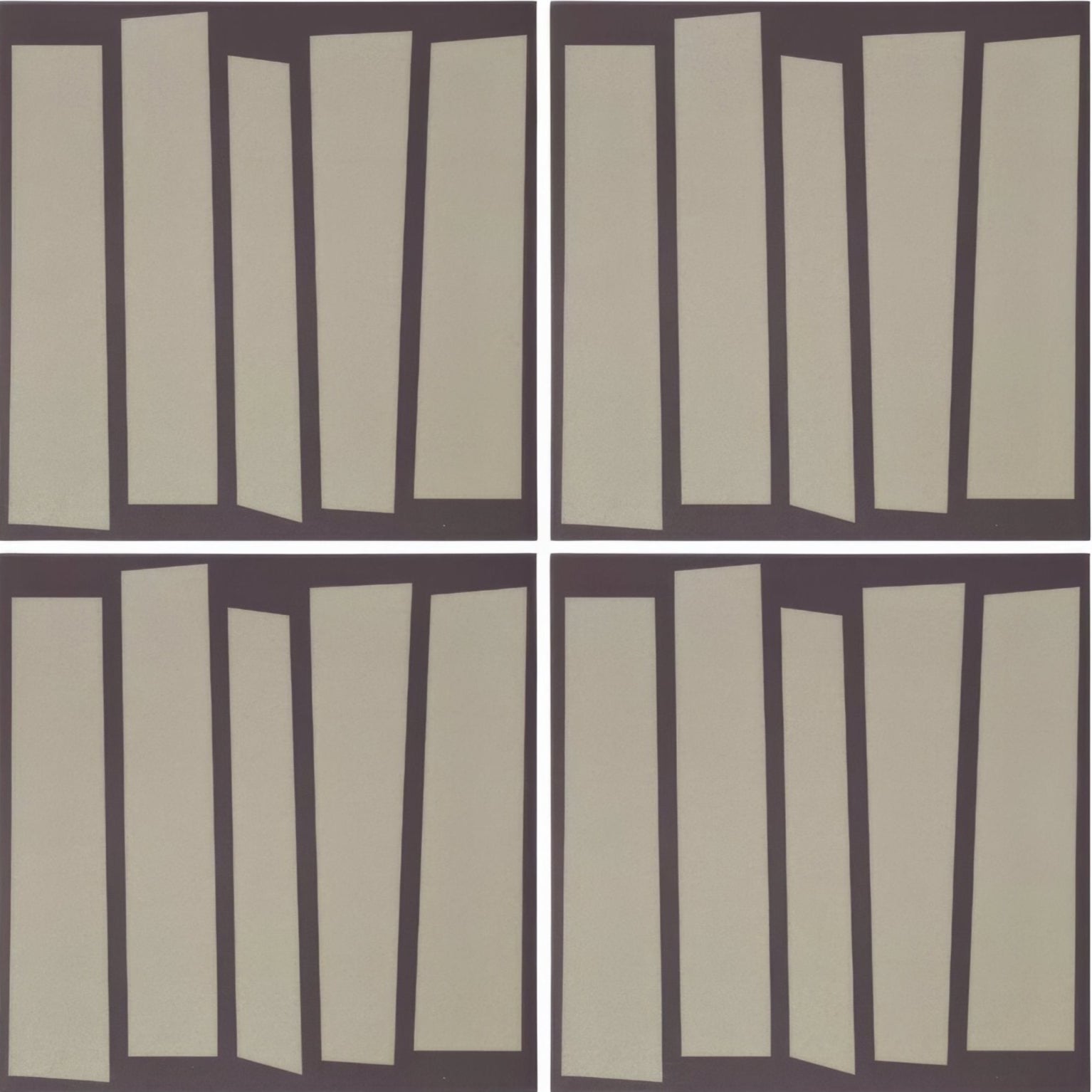Kelly hoppen strip beige and black minimalist abstract art with four vertical beige panels on dark gray background