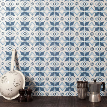 Kelmscott Brantwood Blue Patterned Tile