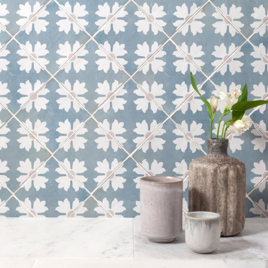 Kelmscott Coleton Blue Patterned Tile - alternate view