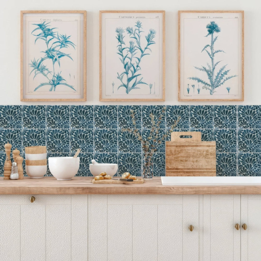 Kelmscott Emery Blue Patterned Tile