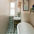 Kelmscott Green Tile in a bathroom setting