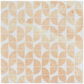 Beige kelmscott lytes terra tile with half-circle mosaic shape and subtle textured finish with white grout lines
