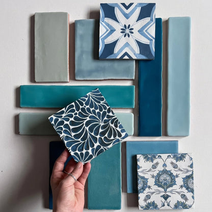 Kelmscott Standen Blue Patterned Tile