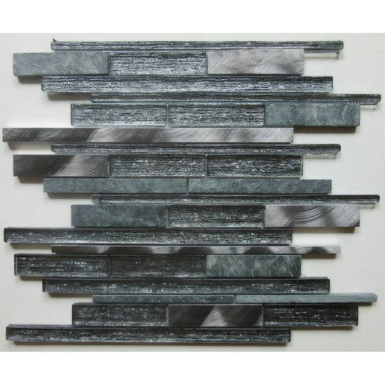 Kenton Grey Glass Stone Metal Mix Mosaic - alternate view