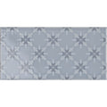 Gray rectangular tile kew on snape with subtle repeating white and light gray snowflake patterns suitable for flooring