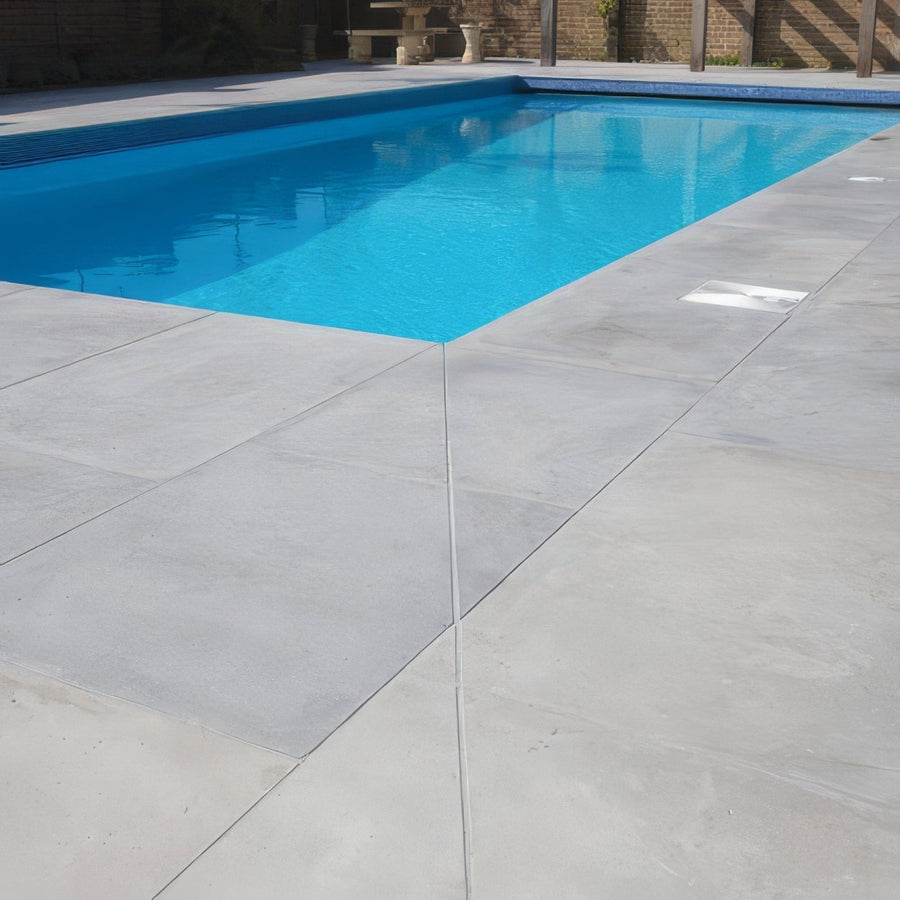 Kimmeridge Limestone Paving Etched Finish grey limestone paving deck
