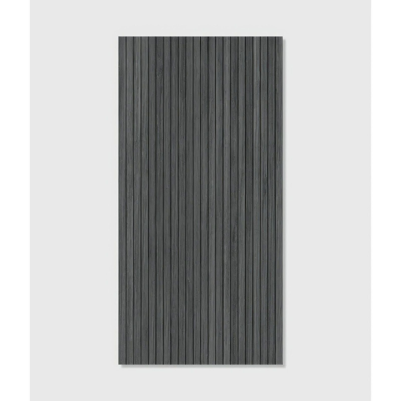 Dark gray vertical wood grain panel of kinfolk porcelain ebony showcasing elegant texture and finish
