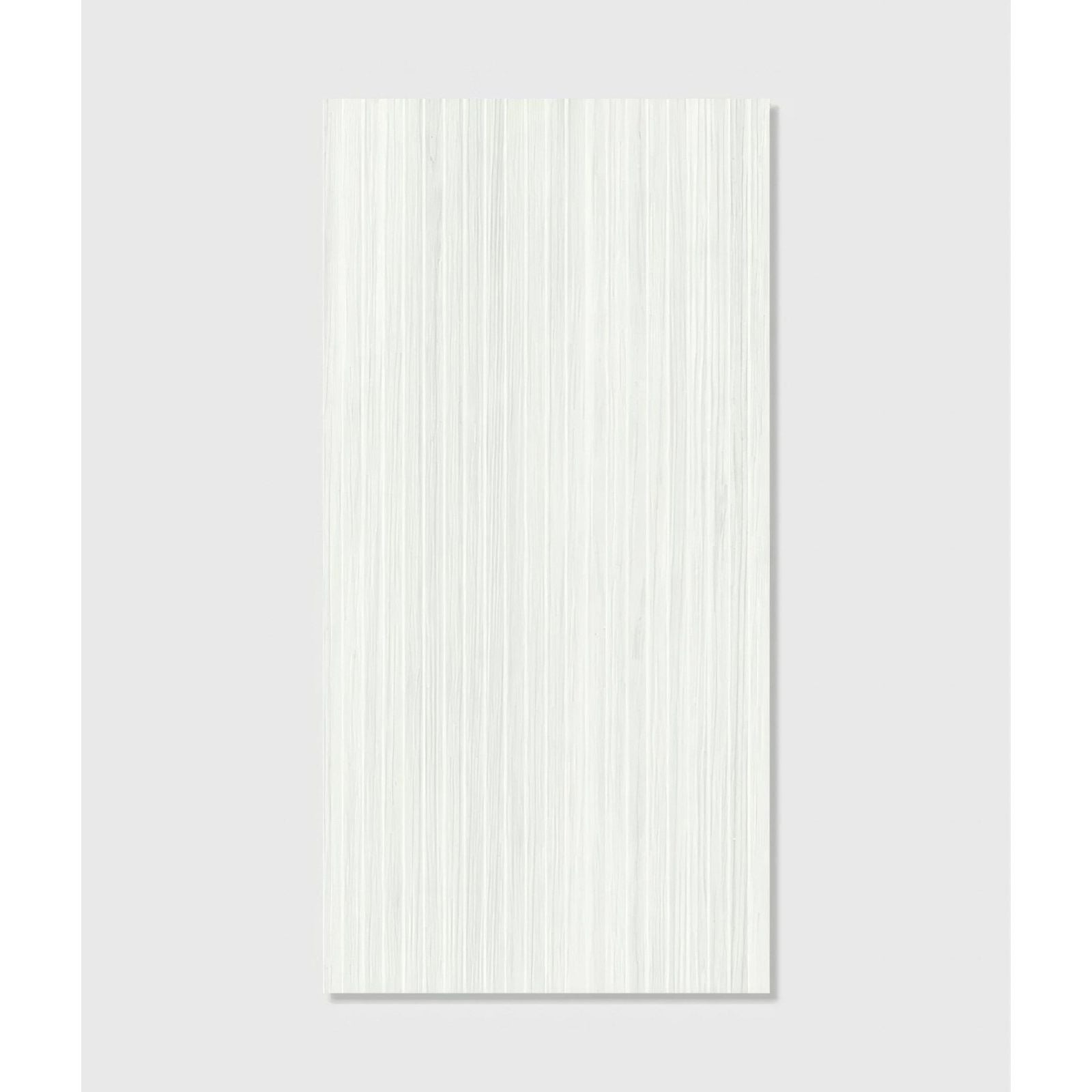 Kinfolk porcelain white rectangular tile with vertical wood grain texture in white porcelain material