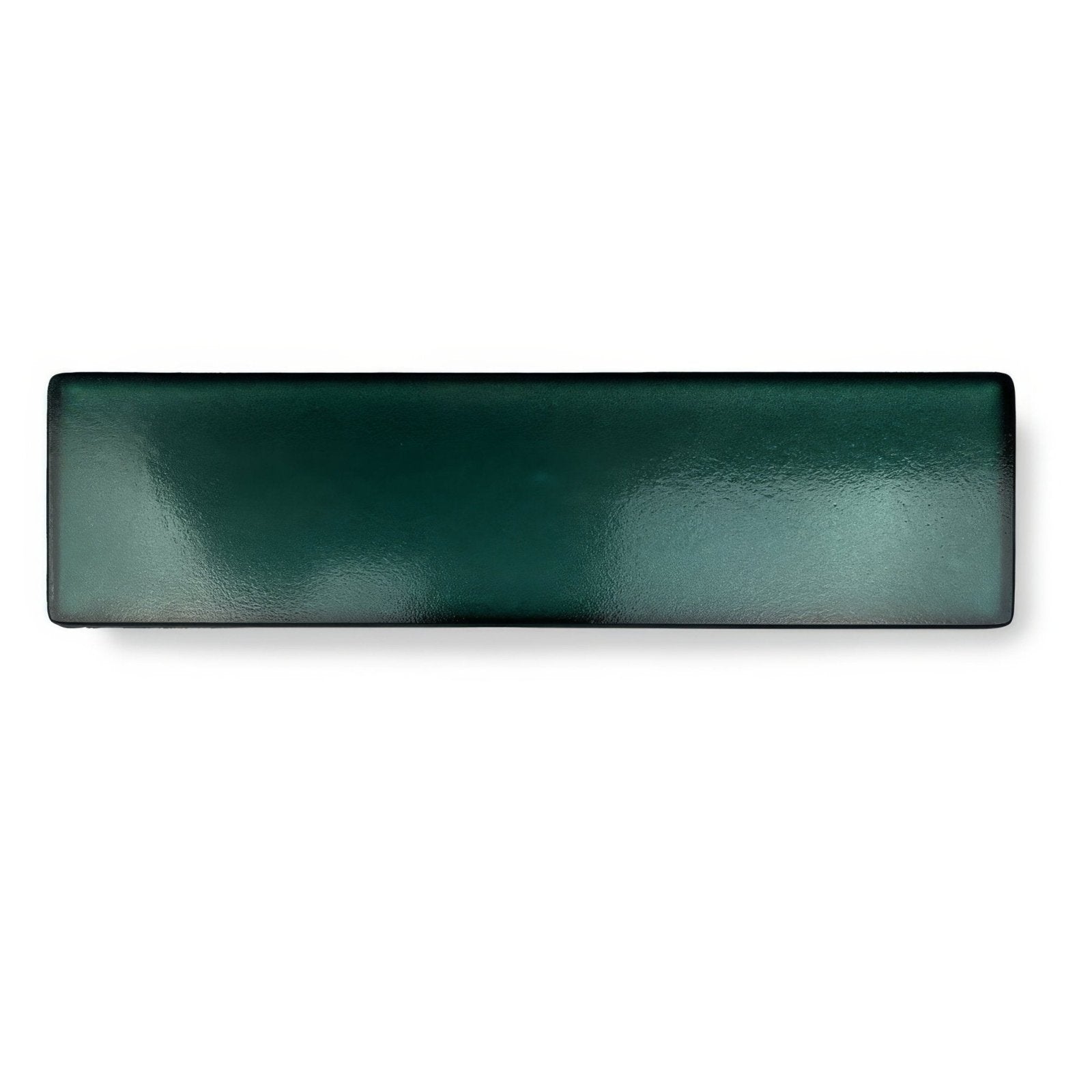 Dark green rectangular ceramic Kingfisher Green glass wall tile with a glossy, slightly textured surface