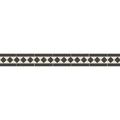 Dark gray and cream diamond patterned ceramic tile border from kingsley black and dover white collection