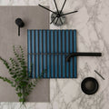 Kitkat blue mosaic rectangular blue ceramic tile with vertical grooves ideal for wall decoration