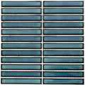 Blue ceramic mosaic tile kitkat blue two tone mosaic with glossy finish and subtle gradient tones