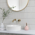 Kitkat White Mosaic white ceramic mosaic with a white vessel sink