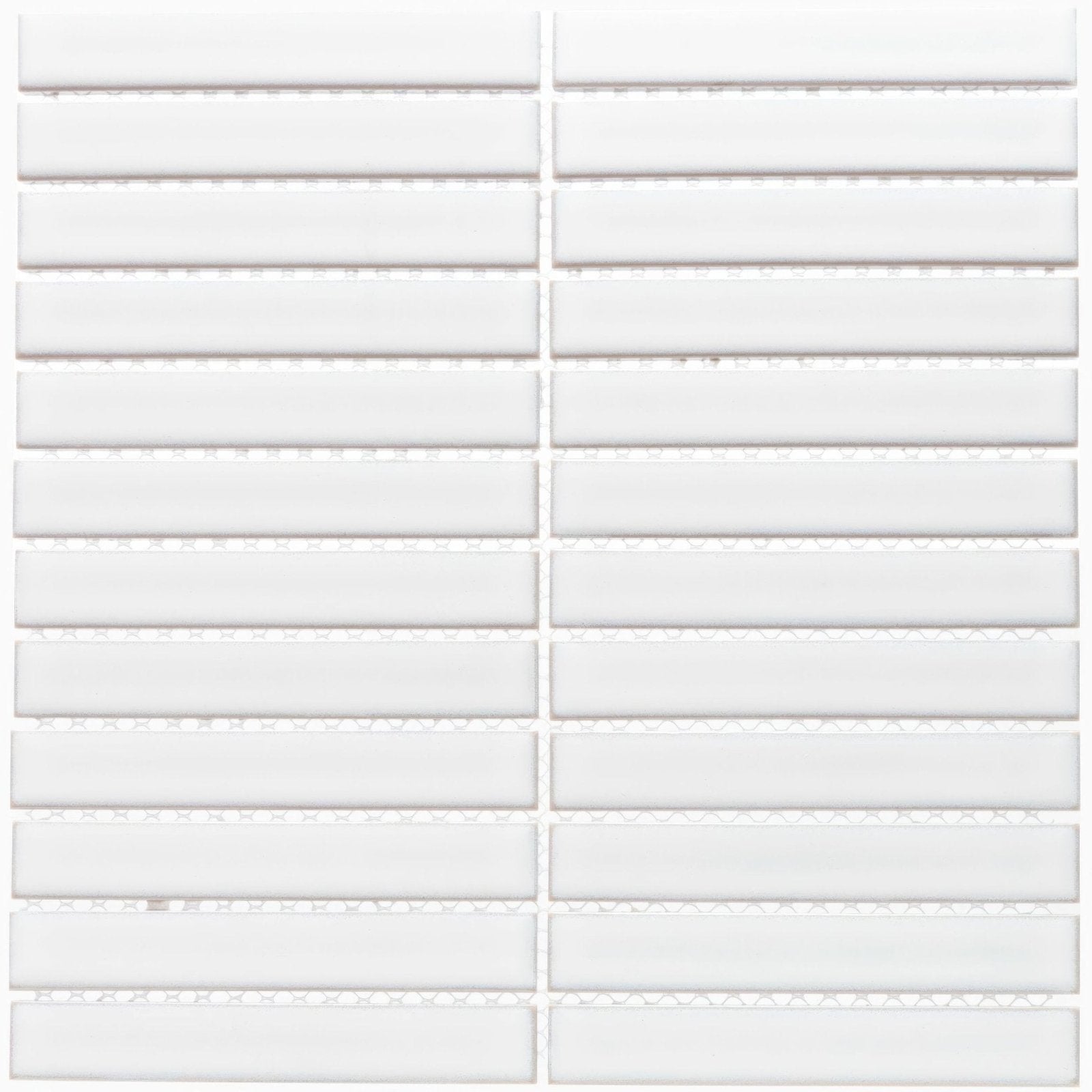 Kitkat white mosaic with white rectangular glossy ceramic tiles and subtle grout lines for wall use